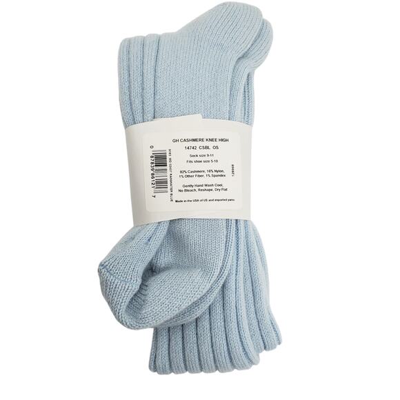 NEW Garnet Hill Socks Knee High 9-11 Rainwater Blue 82% Cashmere Warm Holiday - Picture 2 of 4